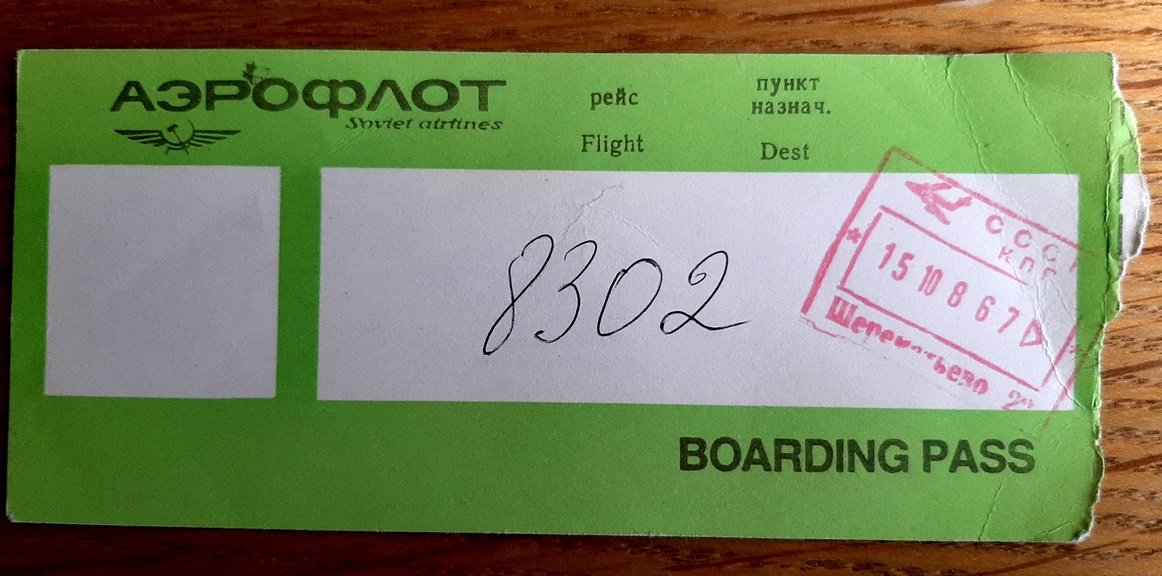 My boarding pass from the return flight